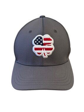 Black Clover American Flag Golf Hat Flex Fitted Mens S/M Gray Live Lucky Cap